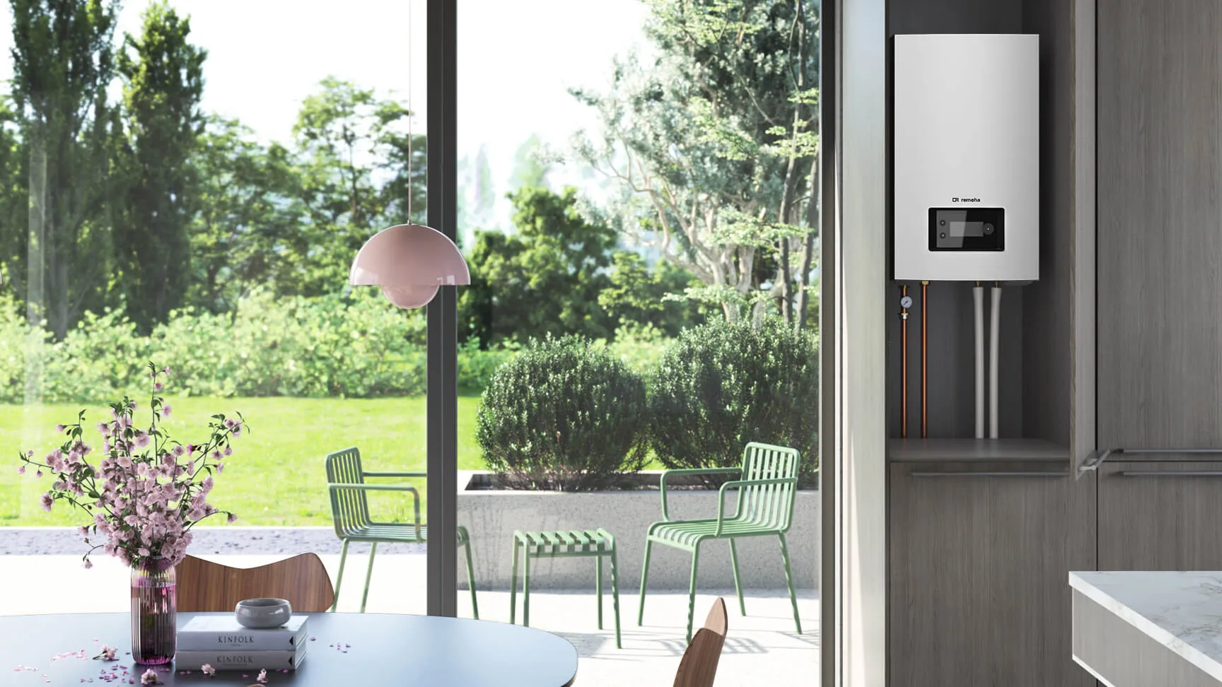 Binnenunit warmtepomp in moderne woning